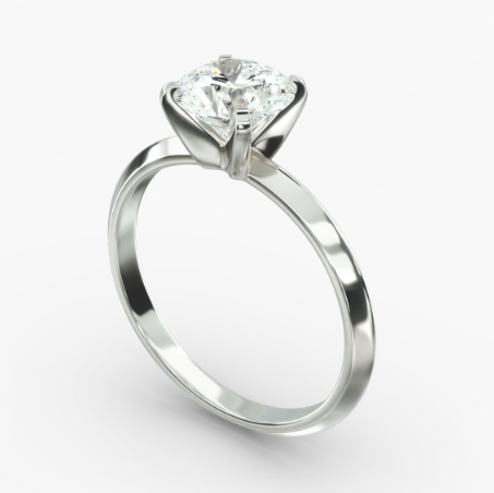 Cut Round Diamond Knife Edge Solitaire Engagement Ring In White Gold